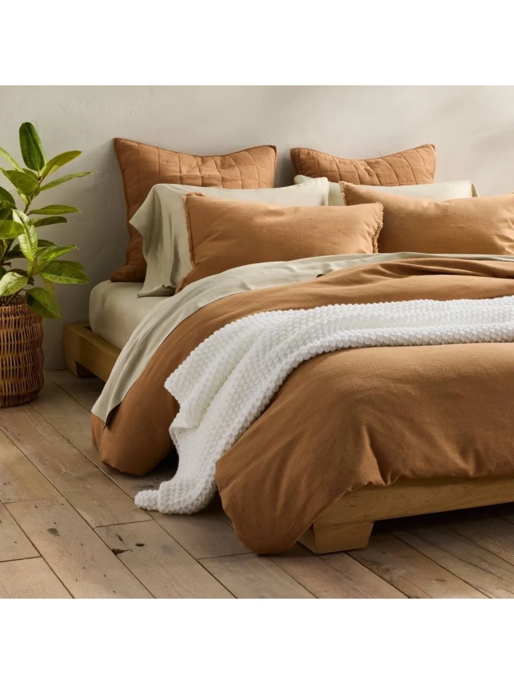 Casaluna F/Q Heavyweight Linen Blend Duvet Cover Set - Warm Brown